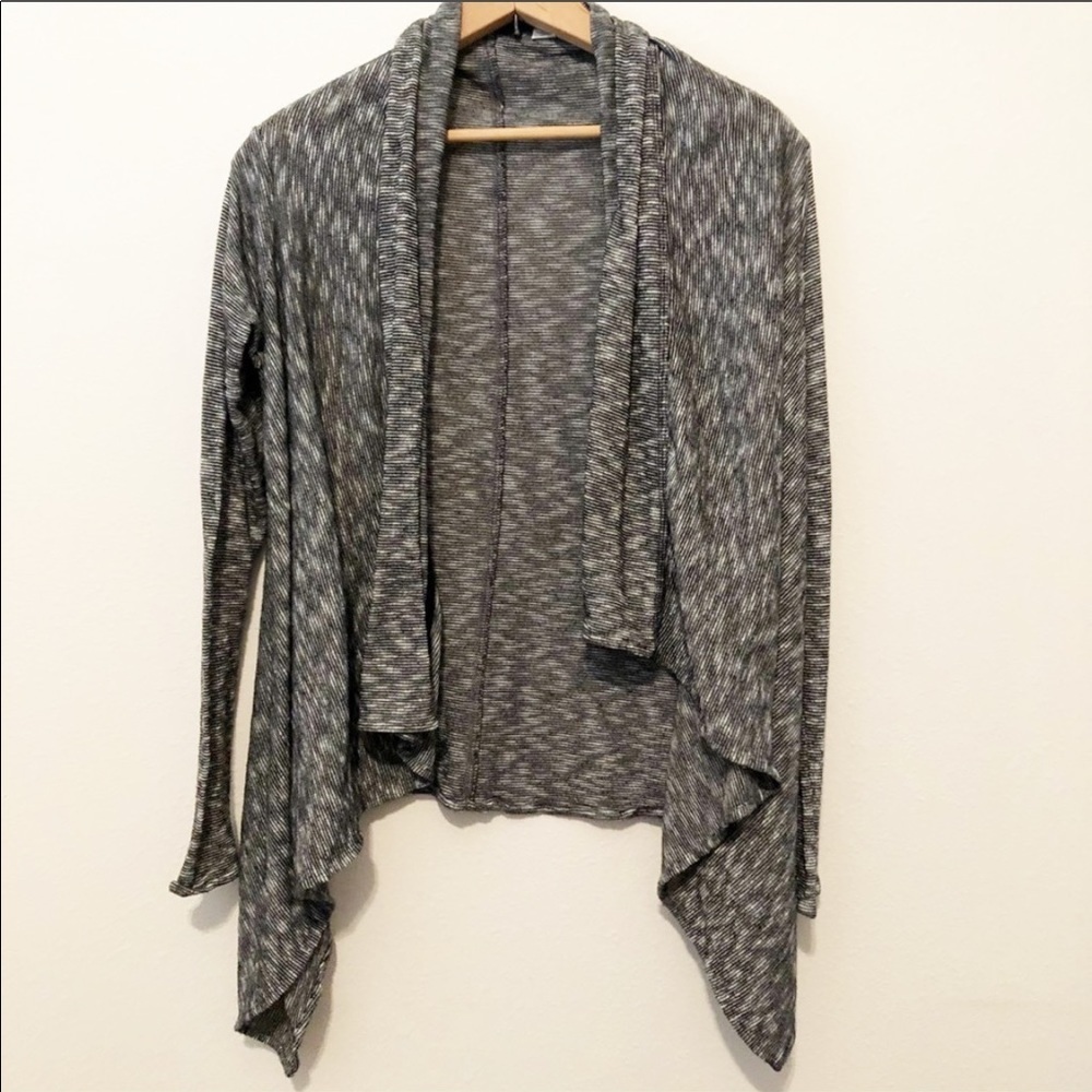 Urban Outfitters BDG Gray Striped Waterfall Open Front Knit Cardigan Sweater